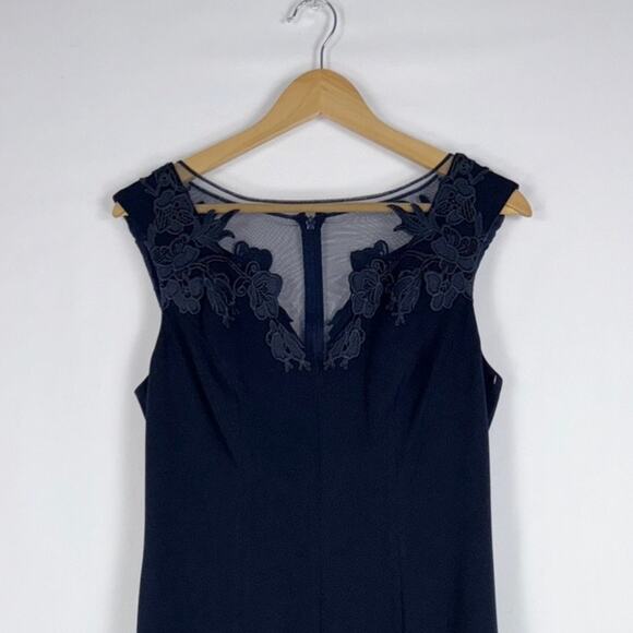 Adrian Mattox Womens Mesh Lace Mermaid Midi Dress Dress Size 10 Ink Navy - Picture 5 of 16